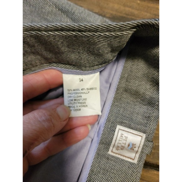 Peter Millar Mens Sz 34Wx31L Wool Bamboo Blend Dress Slacks Gray Pants Trousers - Picture 5 of 10